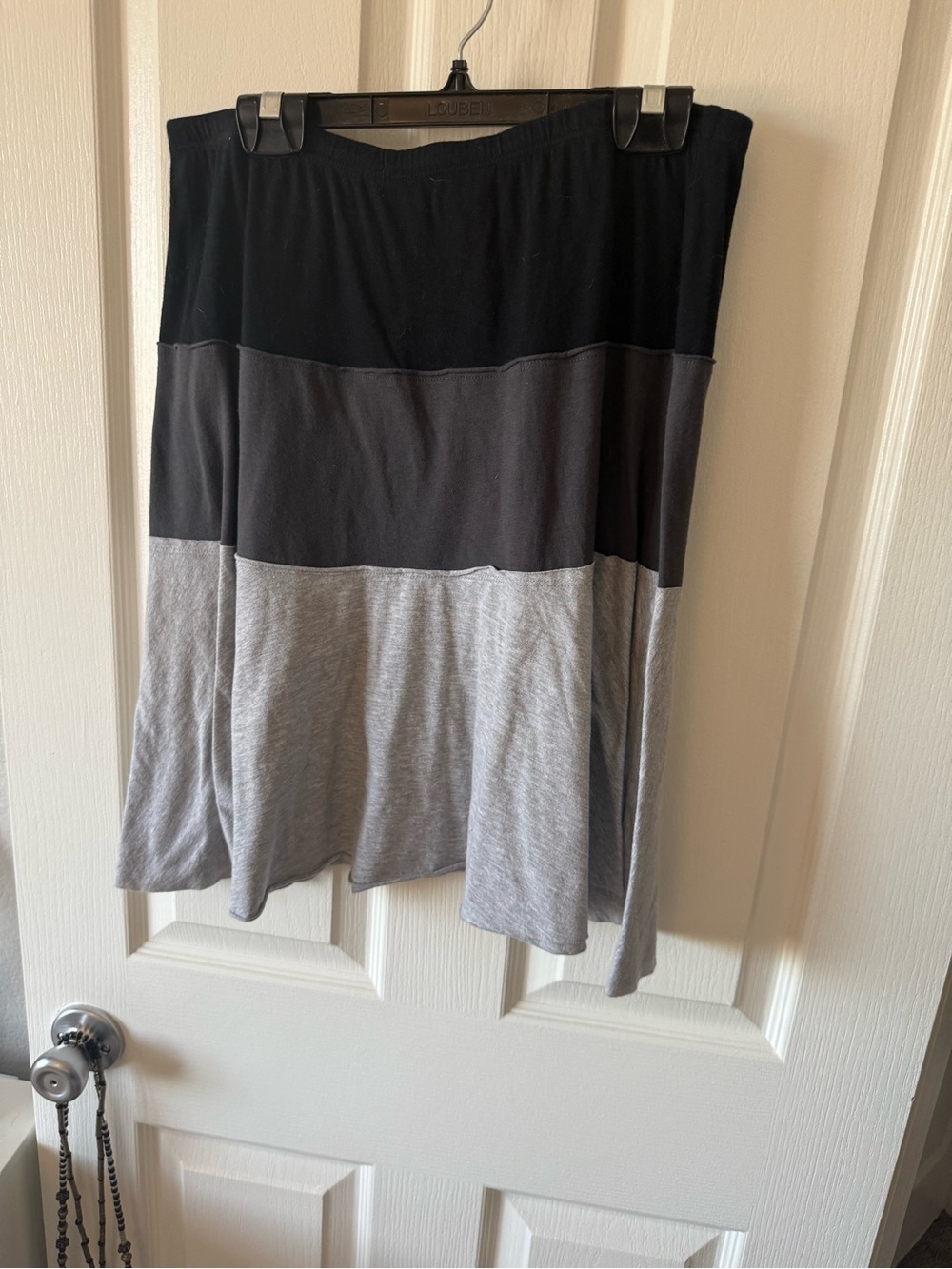 Necessitees Color Block Tiered Skirt Black Gray Size L Made in USA - Picture 10 of 10